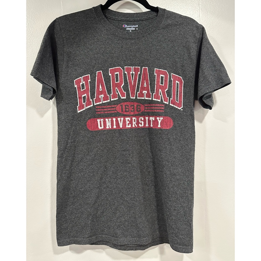 Harvard University T-shirt Champion Heather Charcoal Grey Size XS